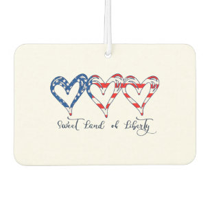 USA Flag Patriotic Hearts 4. Juli Sweet Land o Autolufterfrischer