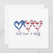 USA Flag Patriotic Hearts 4. Juli Sweet Land o Dankeskarte (Vorne/Hinten)