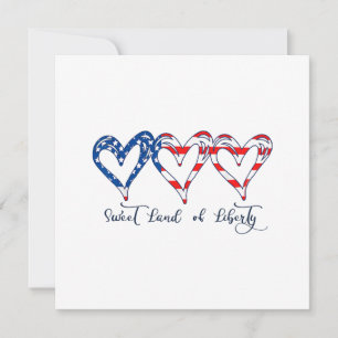 USA Flag Patriotic Hearts 4. Juli Sweet Land o Einladung