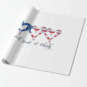 USA Flag Patriotic Hearts 4. Juli Sweet Land o Geschenkpapier