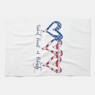 USA Flag Patriotic Hearts 4. Juli Sweet Land o Geschirrtuch