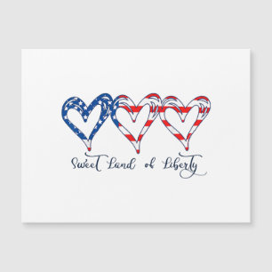 USA Flag Patriotic Hearts 4. Juli Sweet Land o Magnetkarte