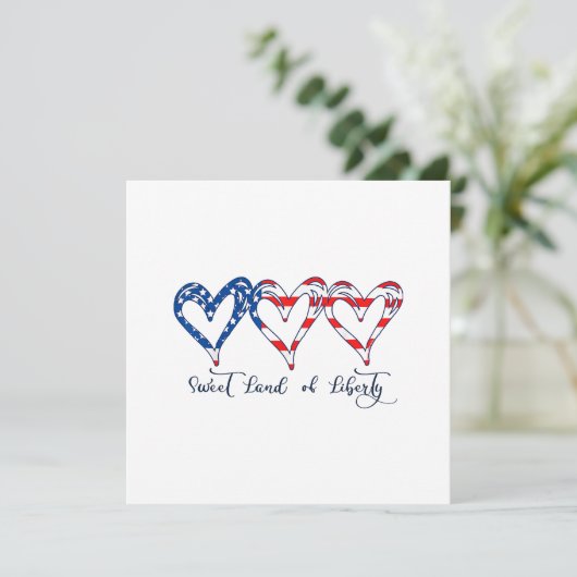 USA Flag Patriotic Hearts 4. Juli Sweet Land o Save The Date (Stehend Vorderseite)