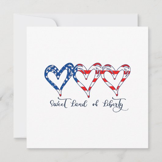 USA Flag Patriotic Hearts 4. Juli Sweet Land o Save The Date (Vorderseite)