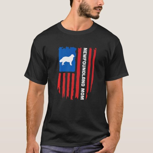 USA flag Patriotic Newfoundland Mom T-Shirt (Vorderseite)