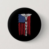 USA Flag Patriotic Nurse Week Nursing Button (Vorderseite)