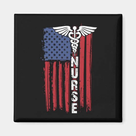 USA Flag Patriotic Nurse Week Nursing Magnet (Vorne)