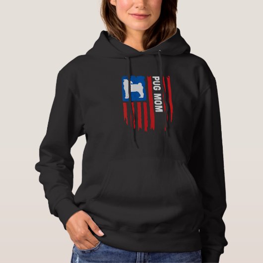 USA flag Patriotic Pug Mom Hoodie (Vorderseite)