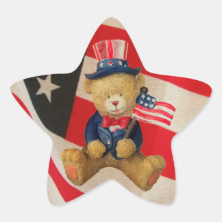 USA Flag Patriotic Teddy Bear Stern-Aufkleber