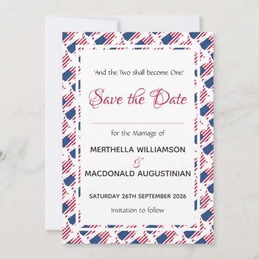 USA FLAG PATRIOTIC Wedding Custom Christlich Save The Date (Vorderseite)