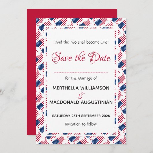 USA FLAG PATRIOTIC Wedding Custom Christlich Save The Date (Vorne/Hinten)