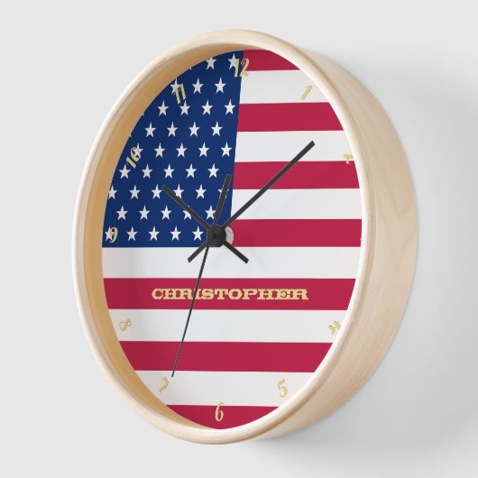 USA Flag Patriotic Zuhause Office Decor Gold Monog Uhr (Winkel)