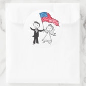 USA Flag Patriotische Braut und Bräuche Runder Aufkleber (Tasche)