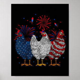 USA Flag Patriotisches Hühnchen Lover 4. Juli 1 Poster