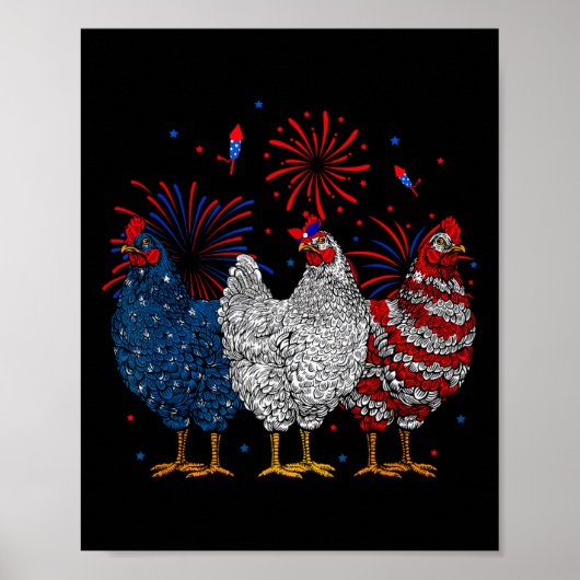USA Flag Patriotisches Hühnchen Lover 4. Juli 1 Poster (Vorne)