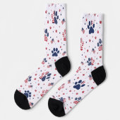 USA Flag Paw Print and Stars Pattern Crew Socks Socken (Linkes Detail)