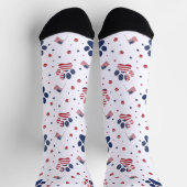 USA Flag Paw Print and Stars Pattern Crew Socks Socken (Oben)