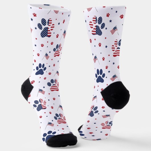 USA Flag Paw Print and Stars Pattern Crew Socks Socken (Gewinkelt)