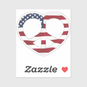 USA Flag Peace Heart Aufkleber