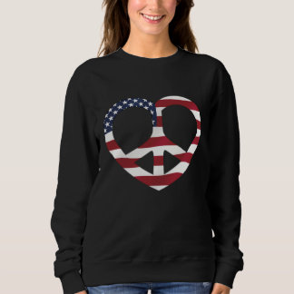 USA Flag Peace Heart Sweatshirt