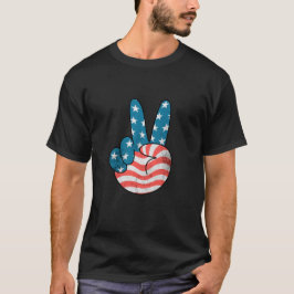 USA Flag Peace Sign Hand 4. Juli Patriotic T-Shirt