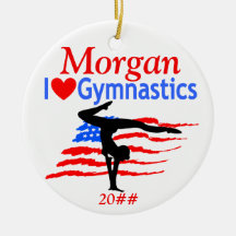 USA FLAG PERSONALISIERT GYMNAST ORNAMENT