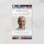 USA Flag Photo Cross Funeral Memorial Prayer Card Visitenkarte (Vorderseite)