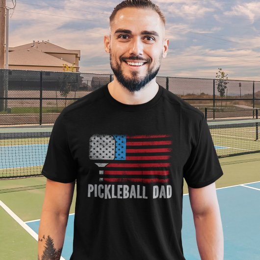 USA Flag Pickleball Dad T-Shirt