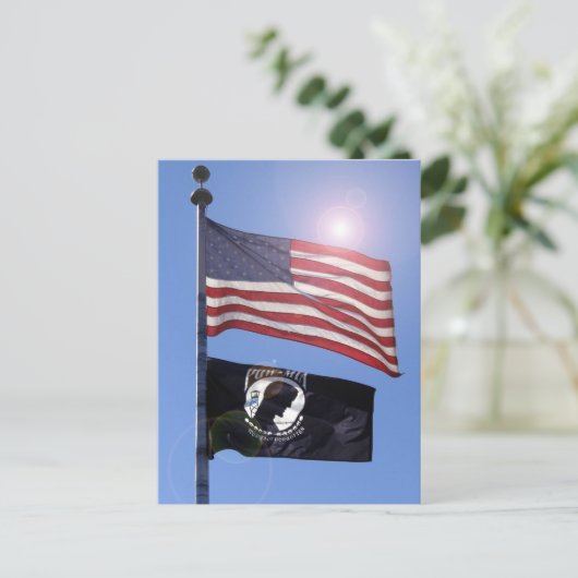 USA FLAG & POW MIA FLAG POSTKARTE (Stehend Vorderseite)
