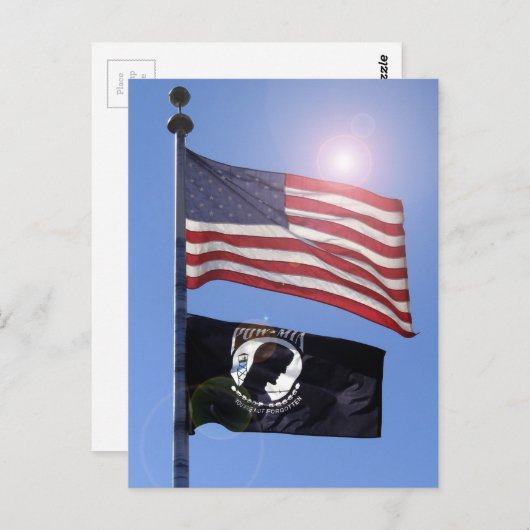 USA FLAG & POW MIA FLAG POSTKARTE (Vorne/Hinten)