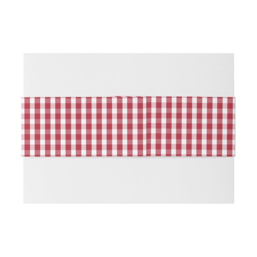 USA Flag Red and White Gingham Checked Einladungsbanderole (Rückseitenbeispiel)