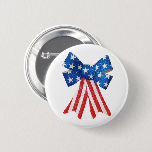 USA Flag Red White and Blue Bow Ribbon Button (Vorne & Hinten)