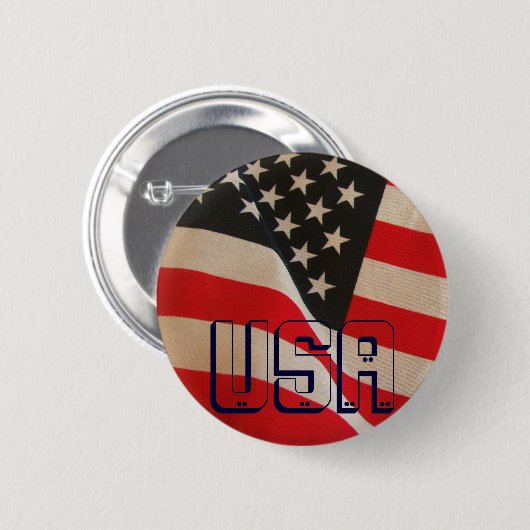 USA Flag Red White and Blue Button (Vorne & Hinten)