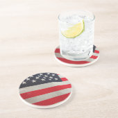 USA Flag Red White and Blue Sandstein Untersetzer (Seite)