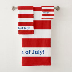 USA Flag Red White Stripes Happy 4. Juli Badhandtuch Set