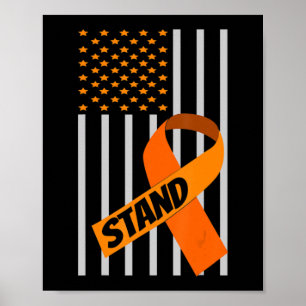 USA Flag Ribbon Leukemia Awareness Family Support Poster