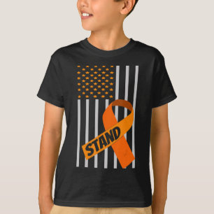 USA Flag Ribbon Leukemia Awareness Family Support T-Shirt