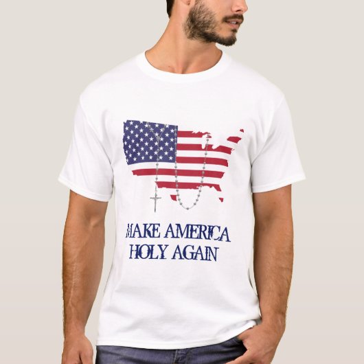 USA FLAG ROSARY MACHEN AMERIKA WIEDER HOLZ T-Shirt (Vorderseite)