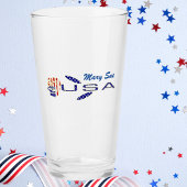 USA Flag Rose on Its Side Blue Personalized Glas