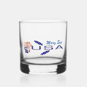 USA Flag Rose on Its Side Blue Personalized Whiskyglas (Vorderseite)