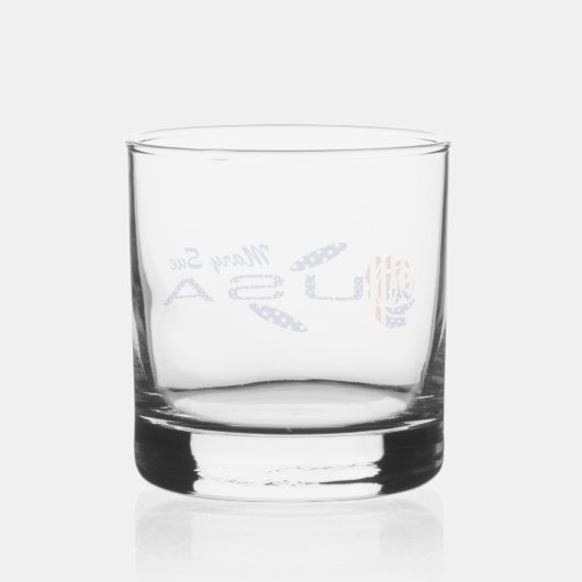USA Flag Rose on Its Side Blue Personalized Whiskyglas (Rückseite)