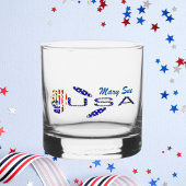 USA Flag Rose on Its Side Blue Personalized Whiskyglas