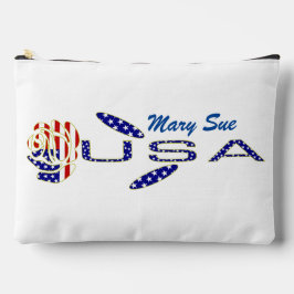 USA Flag Rose on Its Side Blue Personalized Zubehörtasche