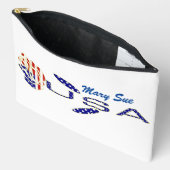 USA Flag Rose on Its Side Blue Personalized Zubehörtasche (Offen)