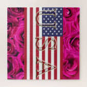 USA Flag & Rose Puzzle (Horizontal)