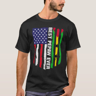 USA Flag & São Tomé und Príncipe Flag Beste Pepaw  T-Shirt