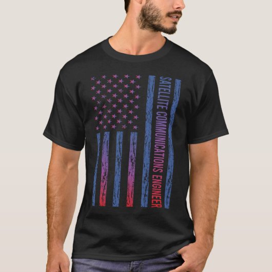 USA Flag Satellite Communications Engineer T-Shirt (Vorderseite)