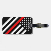 USA Flag Schwarz-Weiß-dünne rote Linie Gepäckanhänger (Rückseite horizontal)
