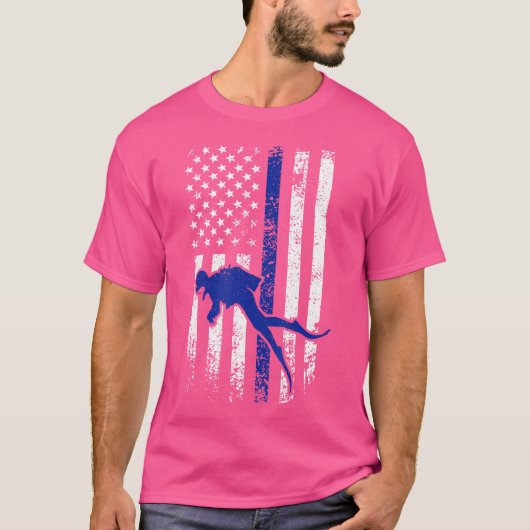 Usa Flag Scuba Diver Scuba T-Shirt (Vorderseite)
