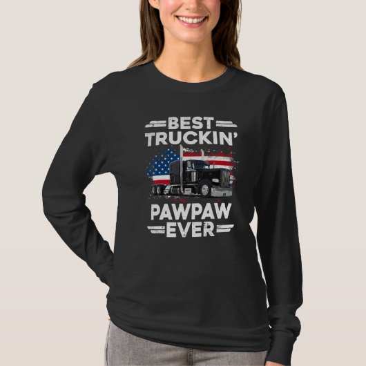 USA Flag Semi Truck Driver Best Truckin Pawpaw Ev T-Shirt (Vorderseite)